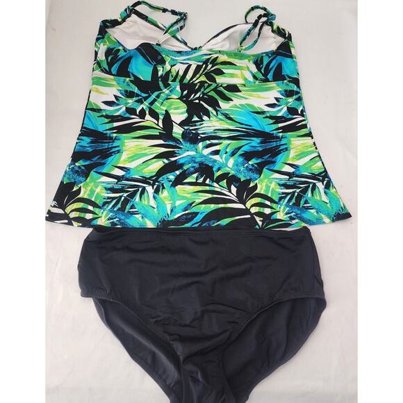 Swim suits for all 2 Pc Blue & Green Tropical Women's Swimsuit - Picture 2 of 7